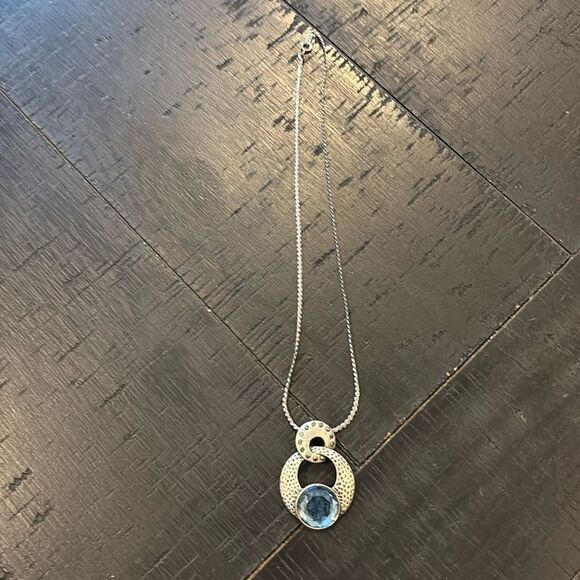 VINTAGE DESIGNER SIGNED KIAM FAMILY BLUE GEMSTONE PENDANT NECKLACE - Picture 2 of 9